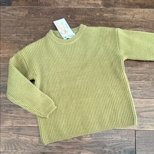 Girls Olive Ribbed Sweater